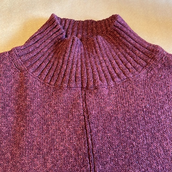 Loft Drop Shoulder Mock Next Sweater Size Small Maroon - Picture 2 of 7
